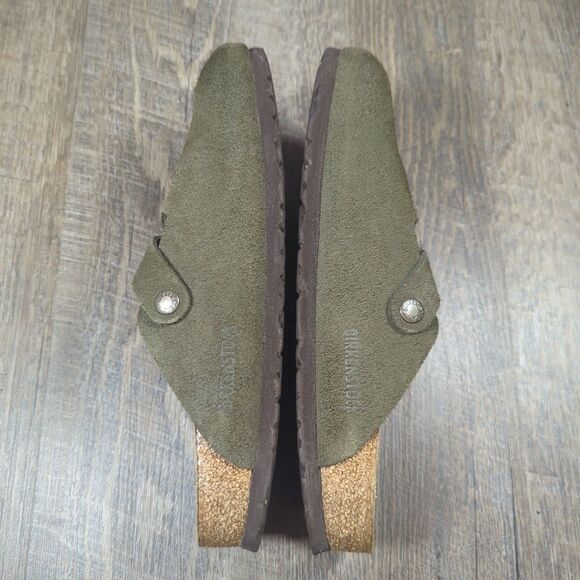 Birkenstock Boston Green Thyme Suede Clog Women's Size EU 40 US 9 Soft Footbed - Picture 8 of 12